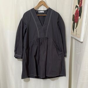 Zara Grey Long Sleeve Oversized Boho Dress a198